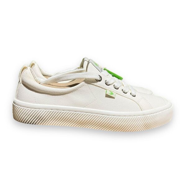 Cariuma OCA Low Shoes Mens 7 White Canvas Preppy Sneaker Lace Up Womens 8.5 - Picture 2 of 10